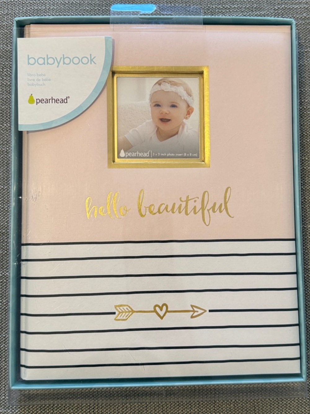 Pearhead Pink & White 'hello beautiful' Baby Memory Book